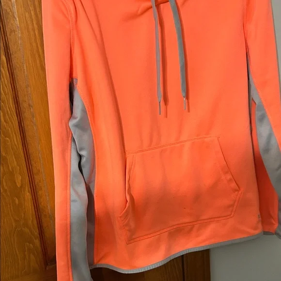 Danskin Now Vibrant Orange Hoodie with Gray Trim Large. 12/14 some wear - Picture 4 of 14